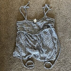 Motherhood Maternity Blue and White Gingham Tie-Strap Tank Top